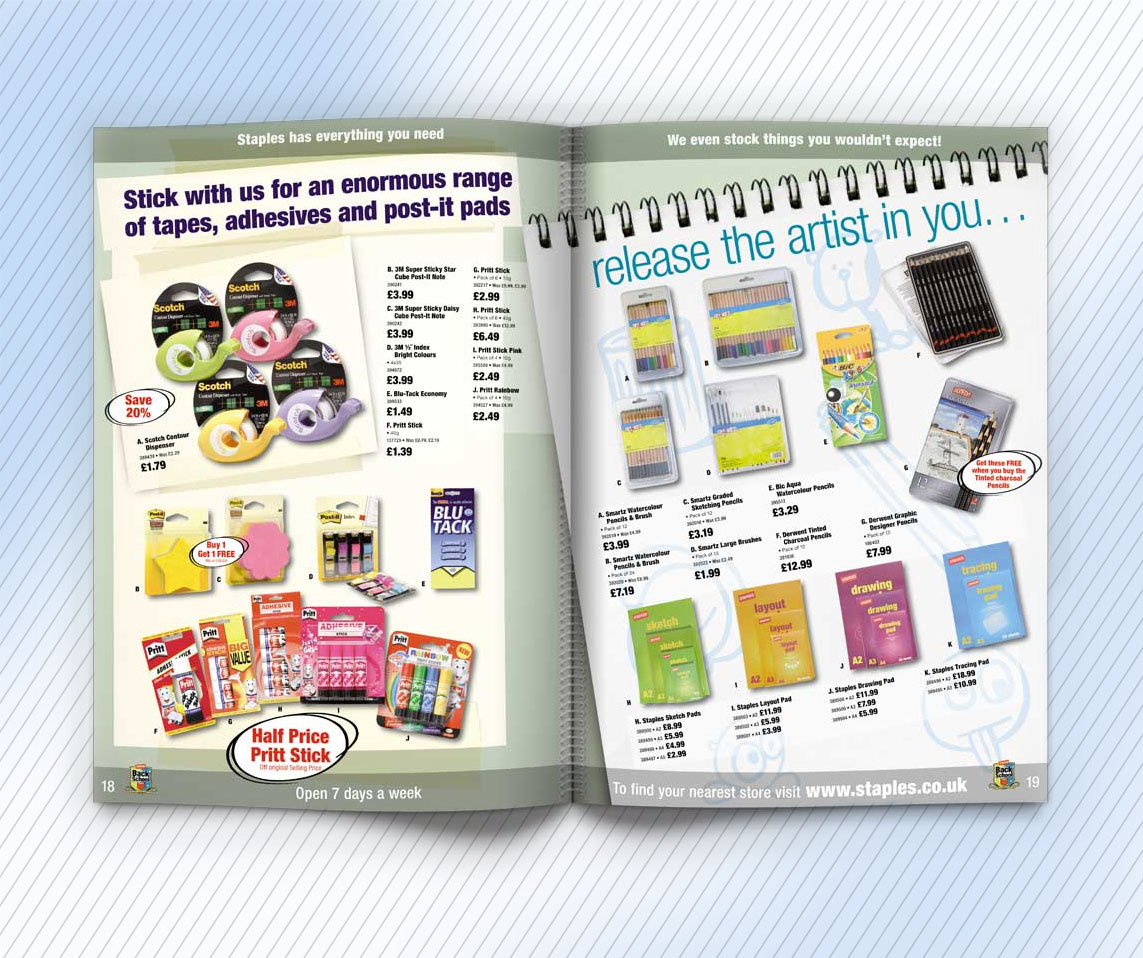 Staples Back to School catalogue inside spread design